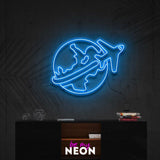 "Around the World" illuminated motif made of LED neon