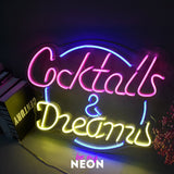 "Cocktails & Dreams" LED Neonschild