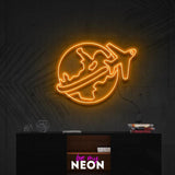 "Around the World" illuminated motif made of LED neon
