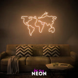 "Weltkarte" Leuchtmotiv aus LED Neon