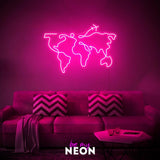 "Weltkarte" Leuchtmotiv aus LED Neon