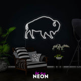 "Bison Buffalo" luminous motif made of LED neon