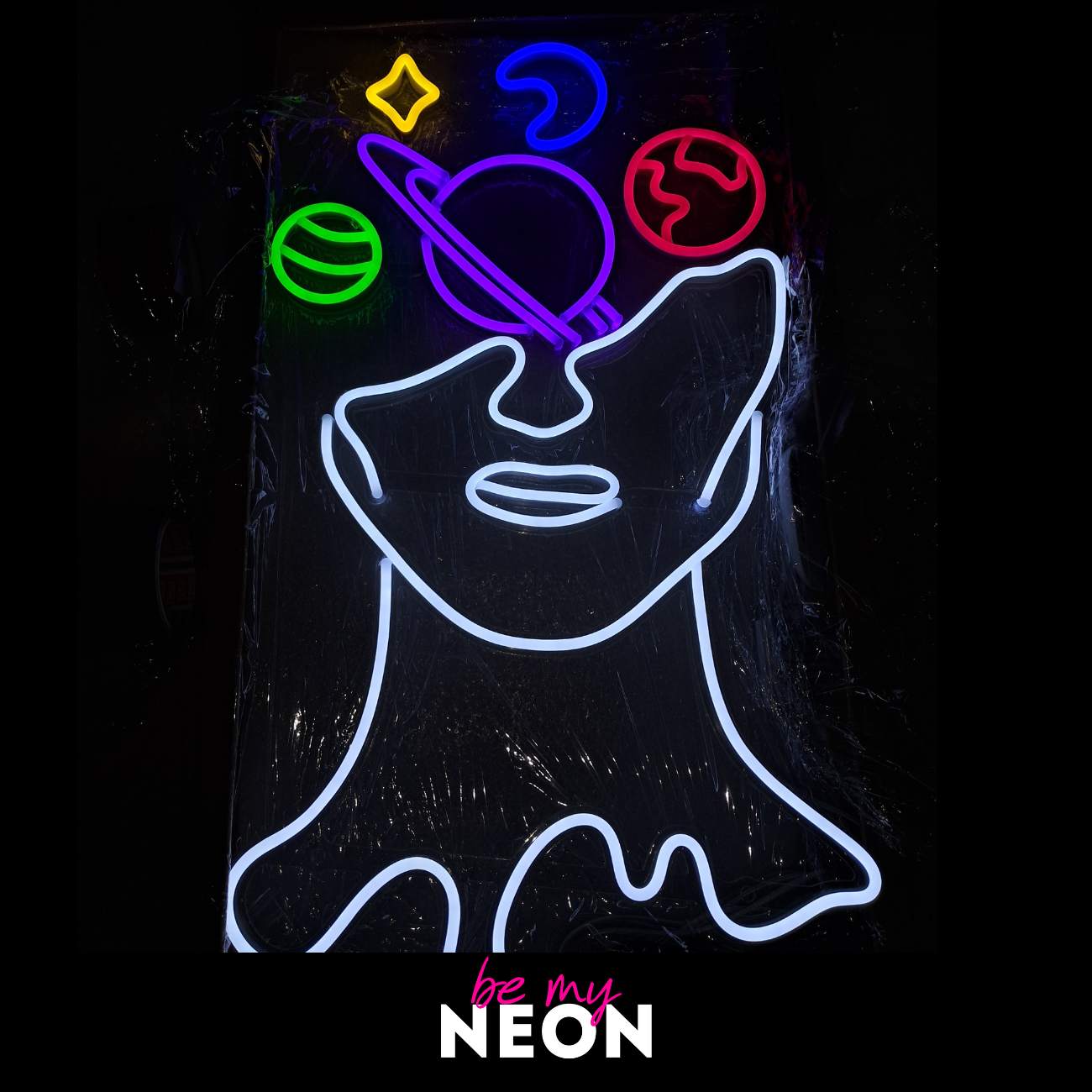 "Space Brain - Art" Leuchtmotiv aus LED Neon