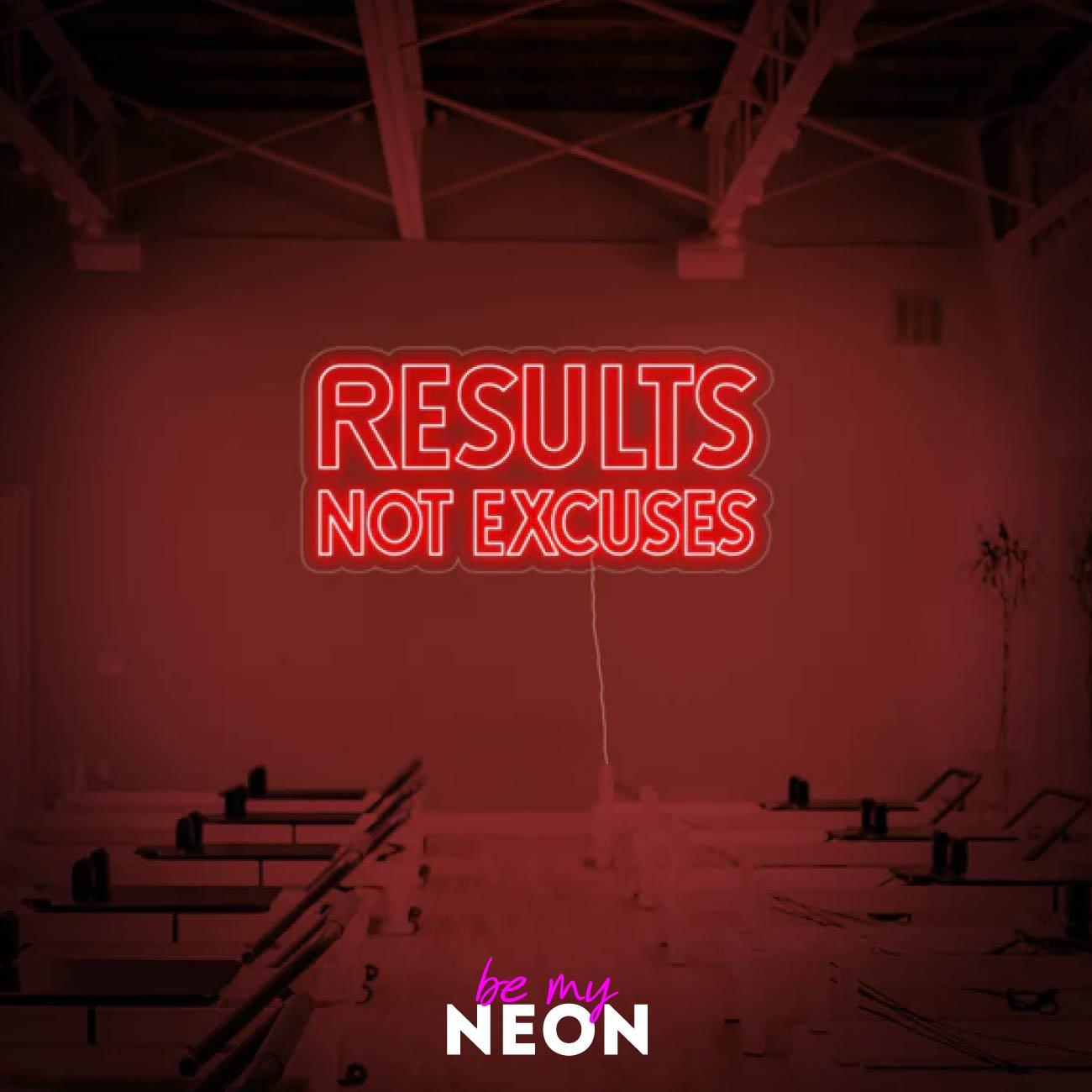 "Results Not Excuses - Gym Fitness" LED Neonschild