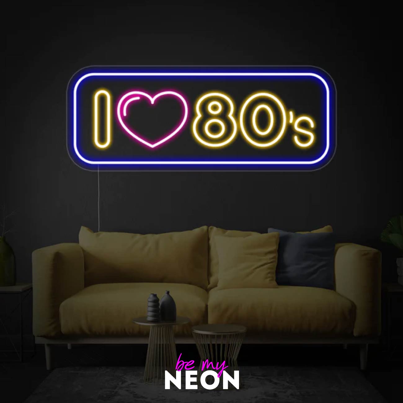 "I LOVE 80s - Bar Club Party" Leuchtmotiv aus LED Neon