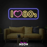 "I LOVE 80s - Bar Club Party" Leuchtmotiv aus LED Neon