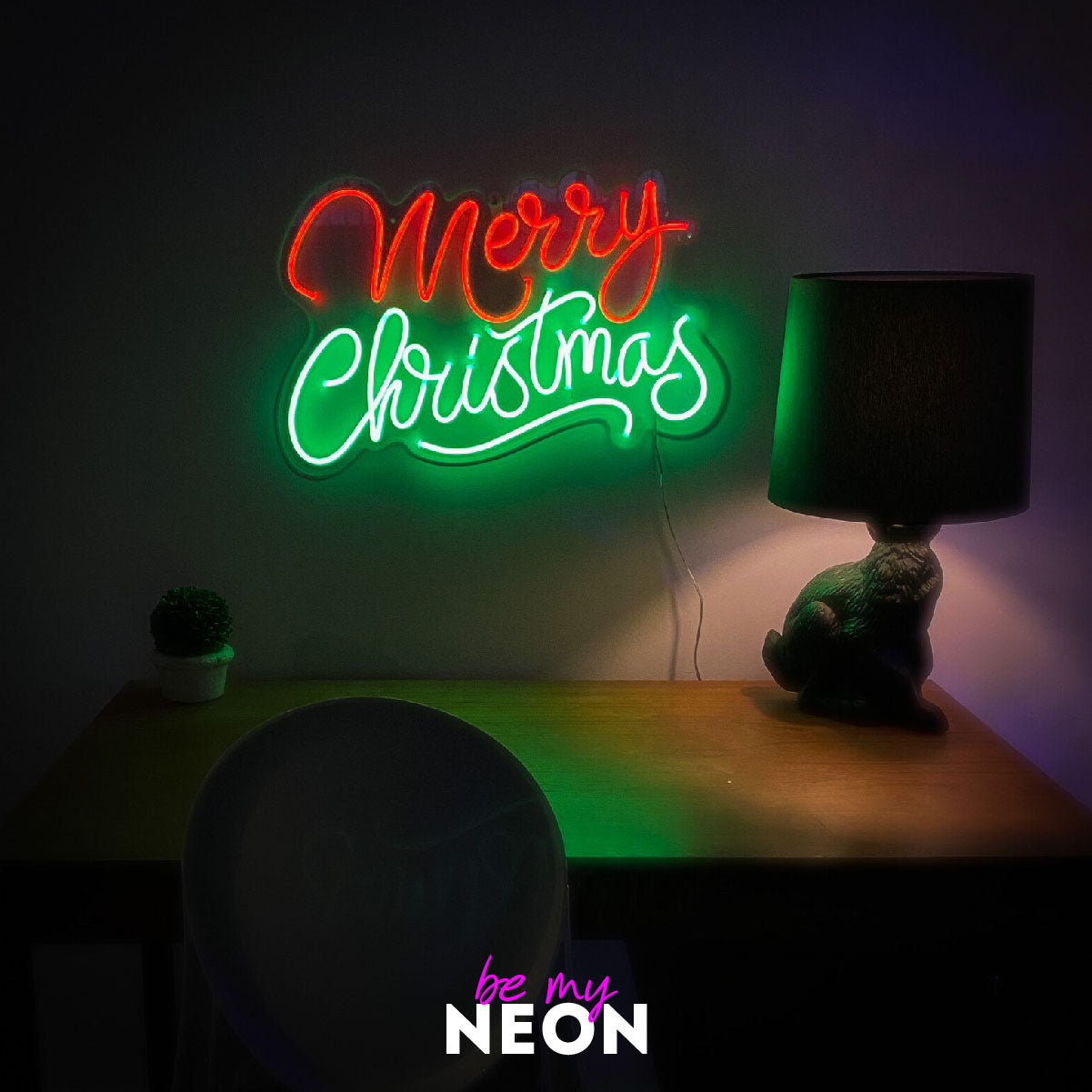 "Frohe Weihnachten - Merry Christmas - Deko" Leuchtmotiv aus LED Neon