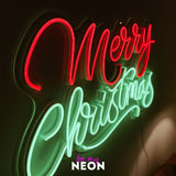 "Frohe Weihnachten - Merry Christmas - Deko" Leuchtmotiv aus LED Neon