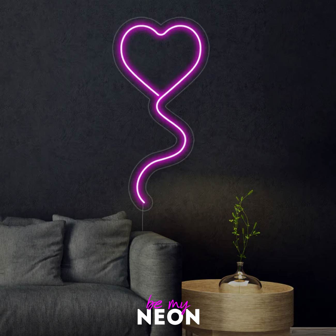 "Fliegendes Herz - Liebe Love" Leuchtmotiv aus LED Neon