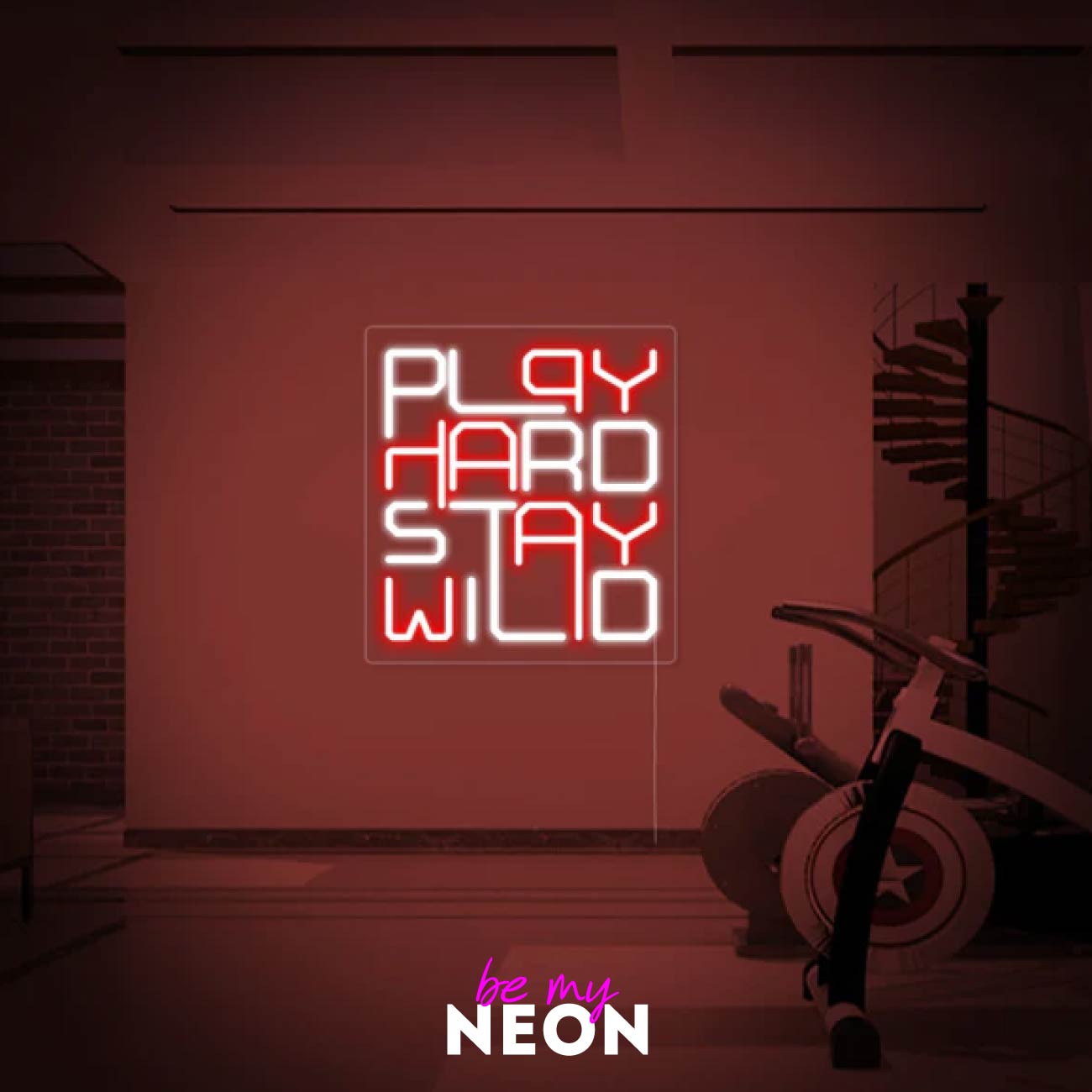 "Play Hard Stay Wild - Gym Fitness" LED Neonschild