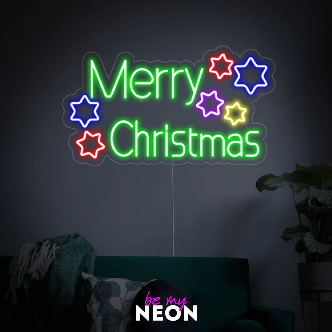 "Merry Christmas - Weihnachten Sterne" Leuchtmotiv aus LED Neon