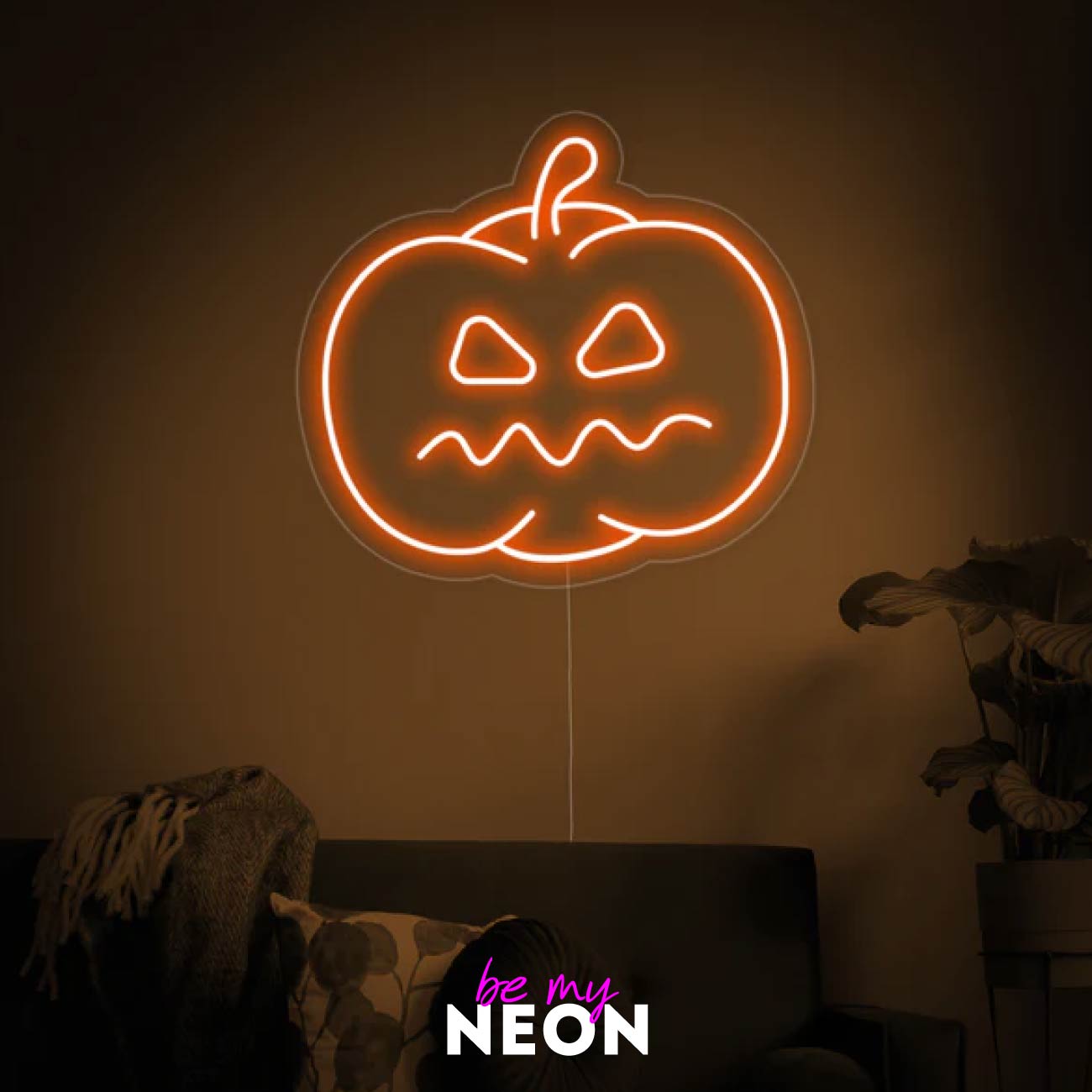"Kürbis Kopf Halloween" Leuchtmotiv aus LED Neon