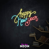 "Happy New Year - Silvester" Leuchtmotiv aus LED Neon