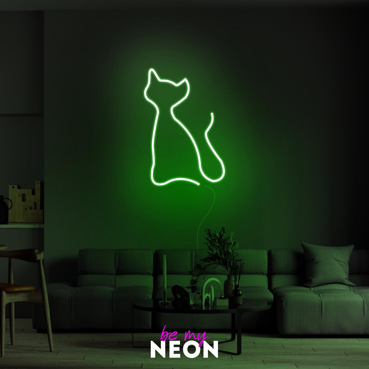 "Katze Abstrakt" Leuchtmotiv aus LED Neon