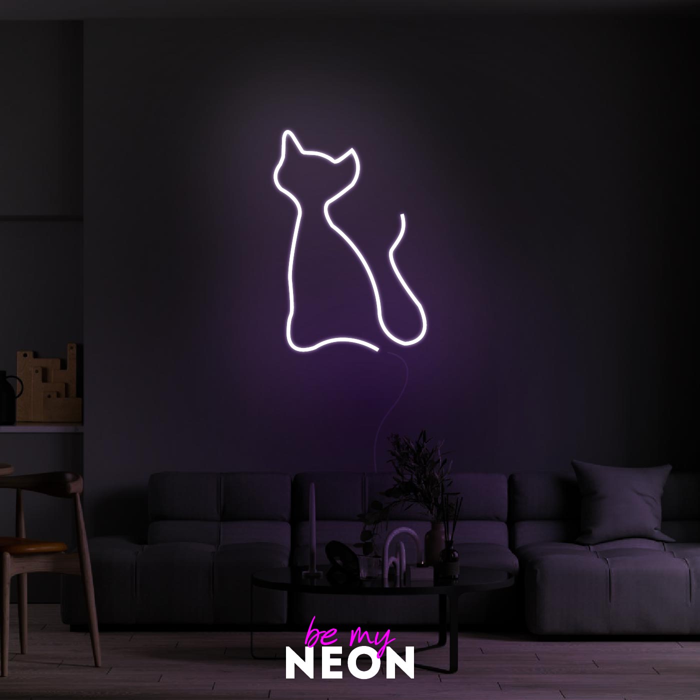 "Katze Abstrakt" Leuchtmotiv aus LED Neon