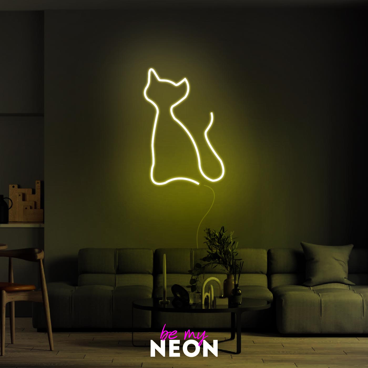 "Katze Abstrakt" Leuchtmotiv aus LED Neon