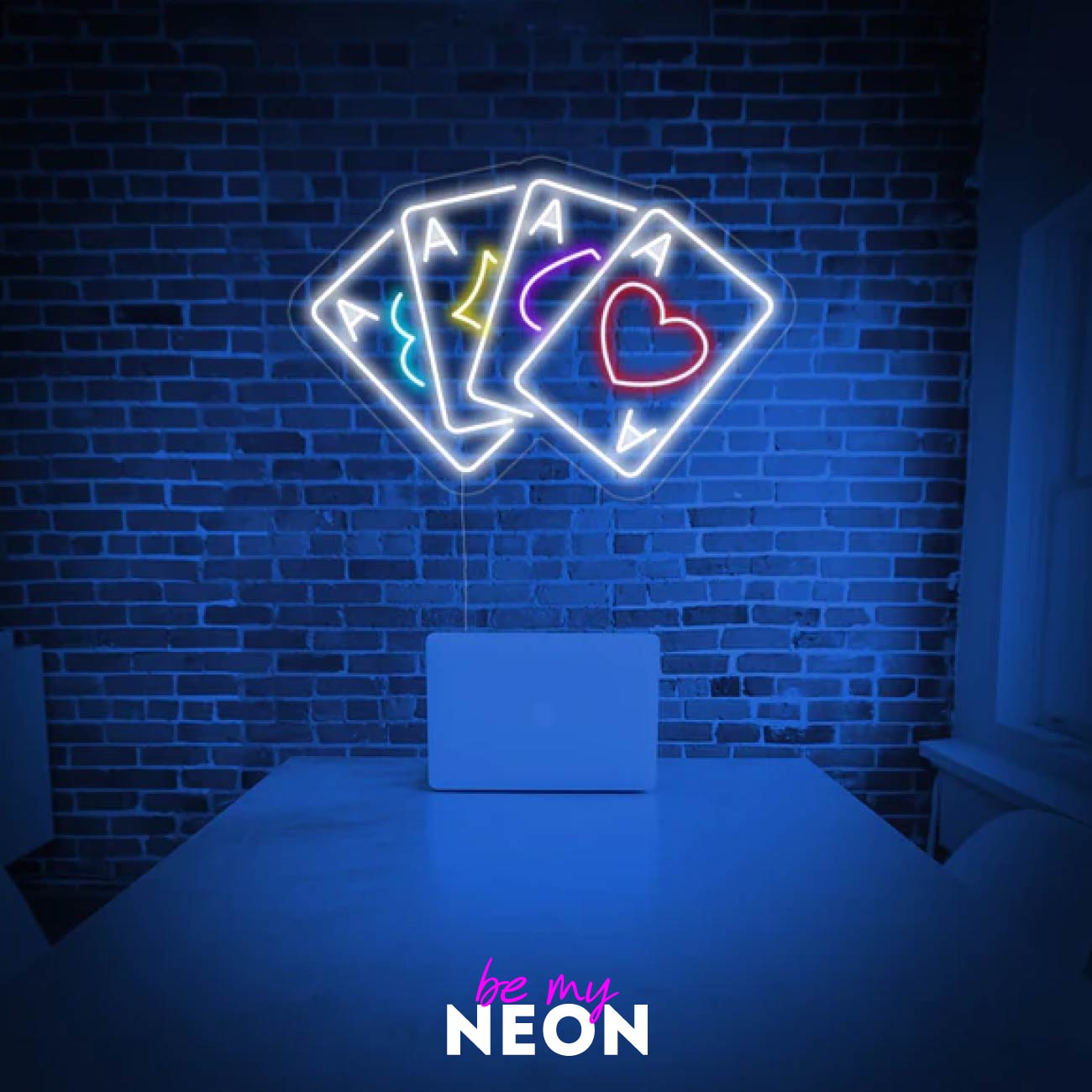 "Karten spielen" Leuchtmotiv aus LED Neon