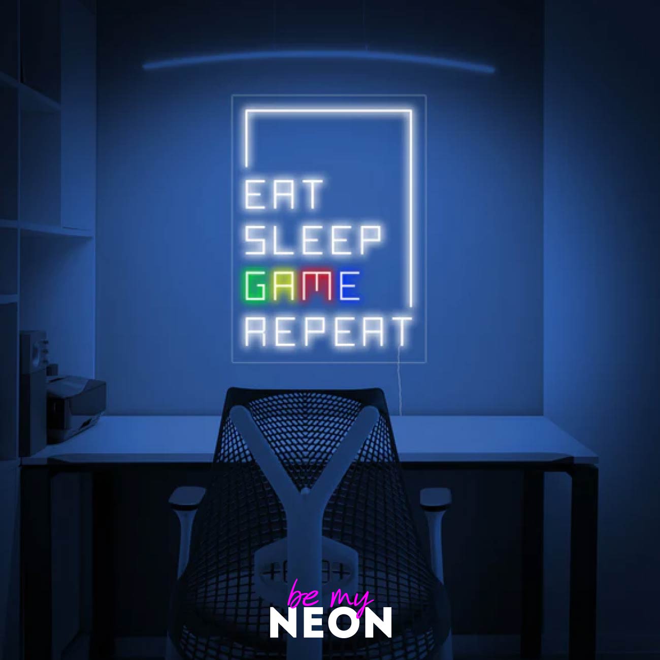 "EAT SLEEP GAME REPEAT" Leuchtmotiv aus LED Neon