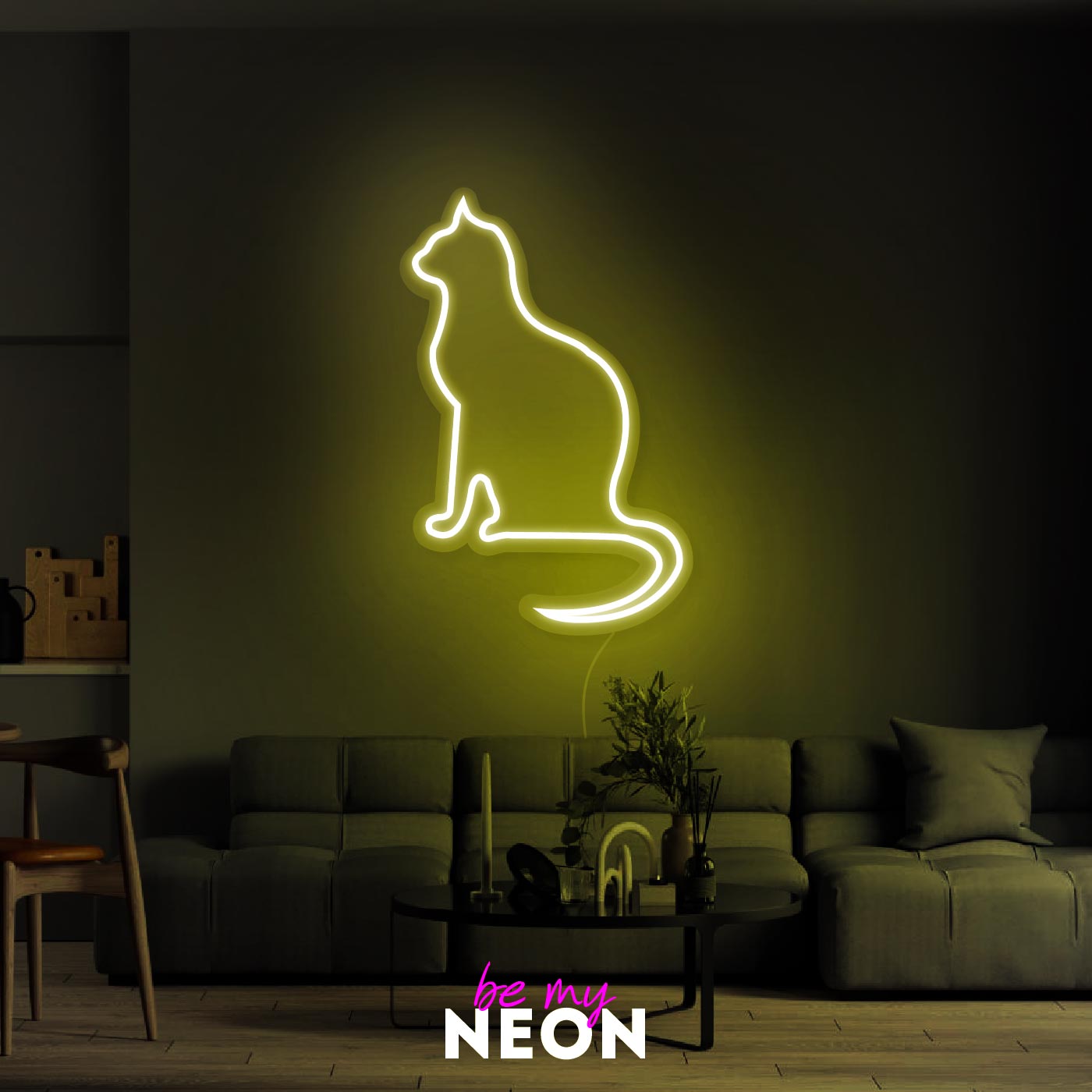 "Katze Sitzend" Leuchtmotiv aus LED Neon
