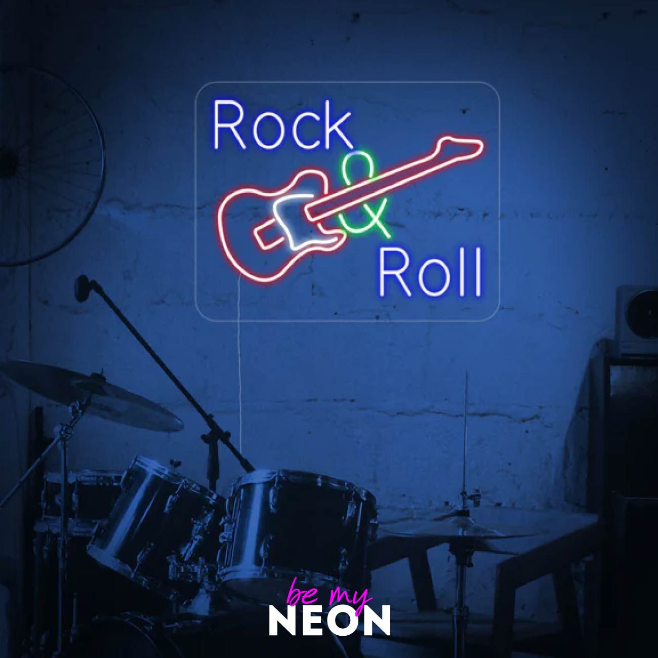 "Rock & Roll Gitarre" Leuchtmotiv aus LED Neon