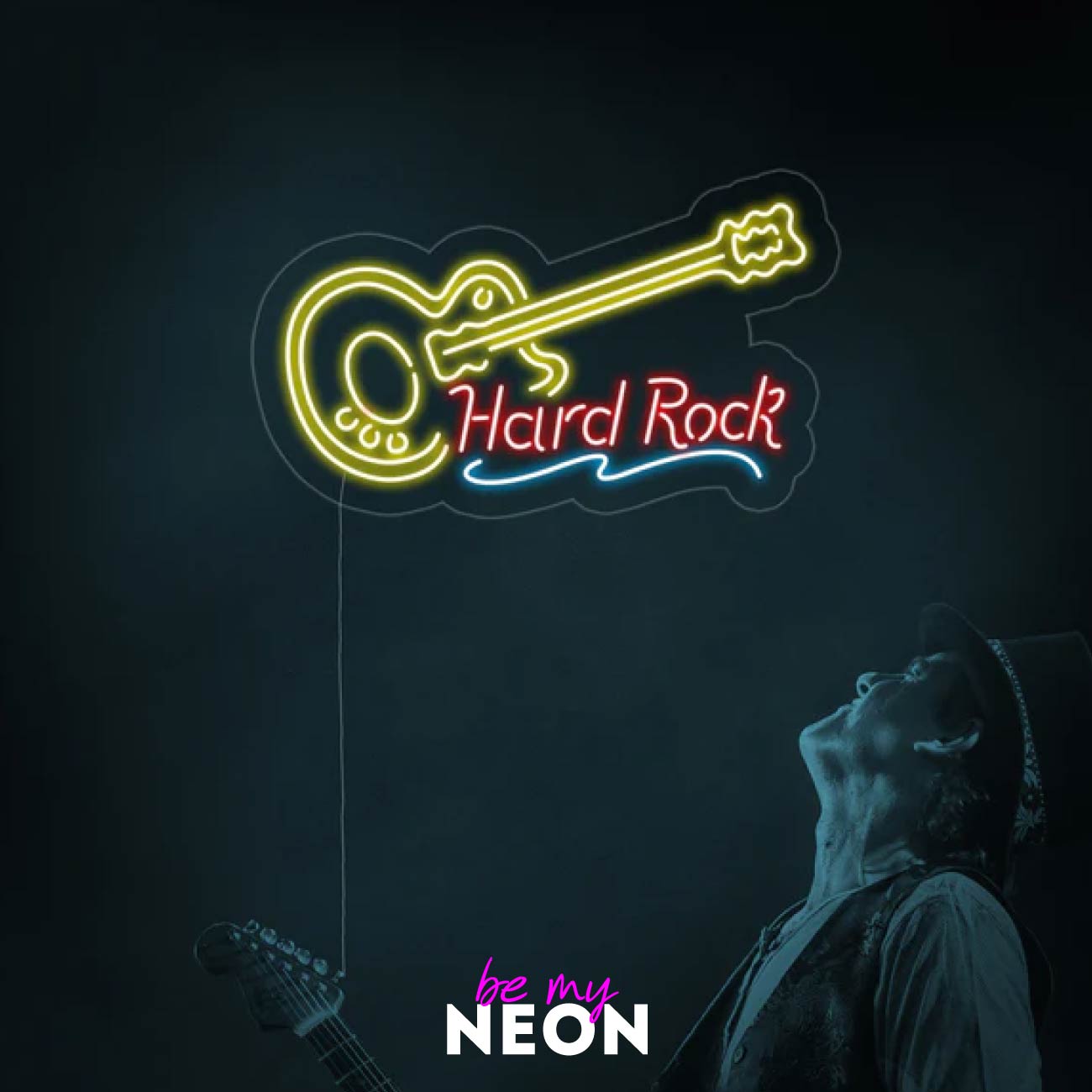 "Hard Rock Gitarre" Leuchtmotiv aus LED Neon