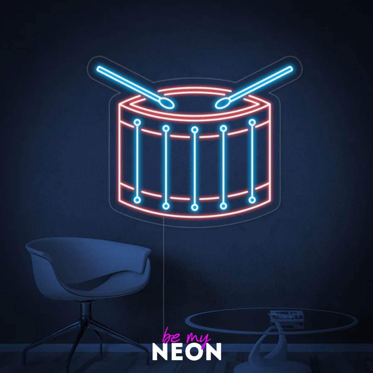 "Musik Trommel" Leuchtmotiv aus LED Neon