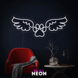 "Hund Engelsflügel" Leuchtmotiv aus LED Neon