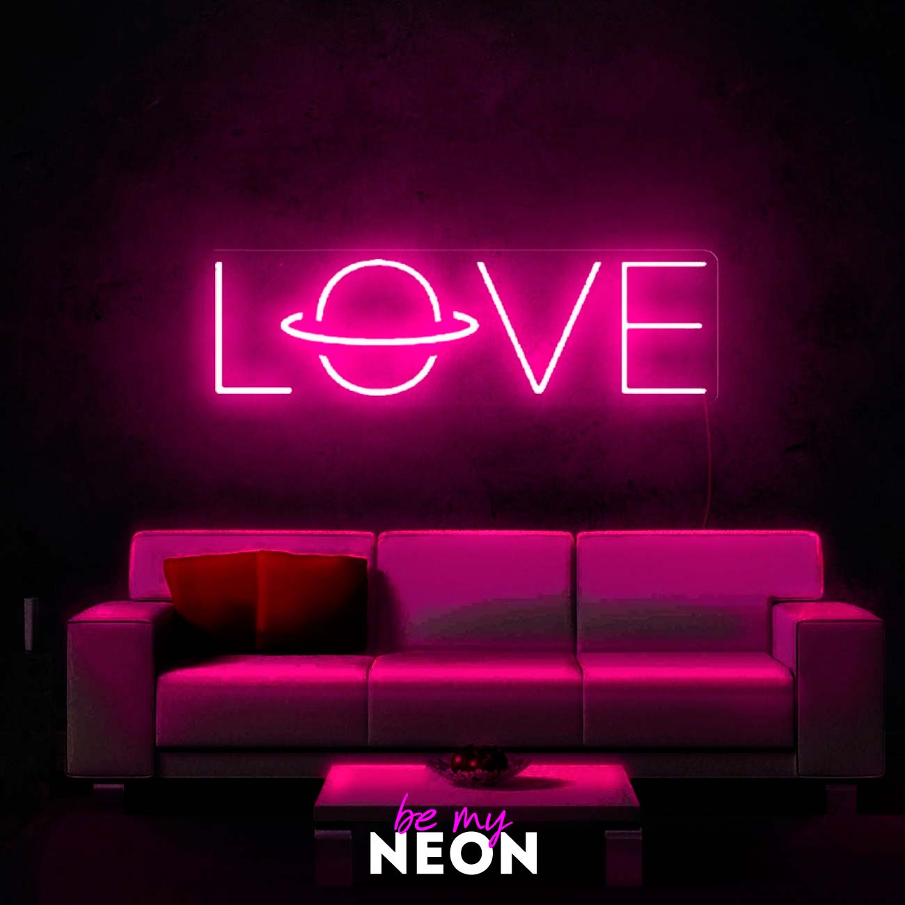 "Love - Saturn" Leuchtmotiv aus LED Neon