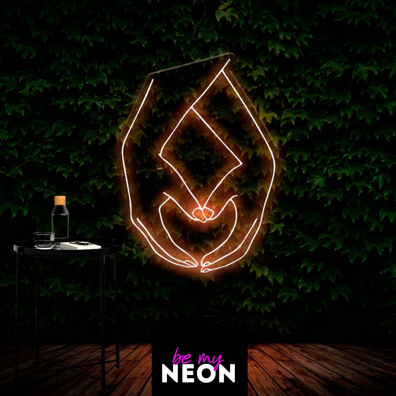 "Hand Herz" Leuchtmotiv aus LED Neon
