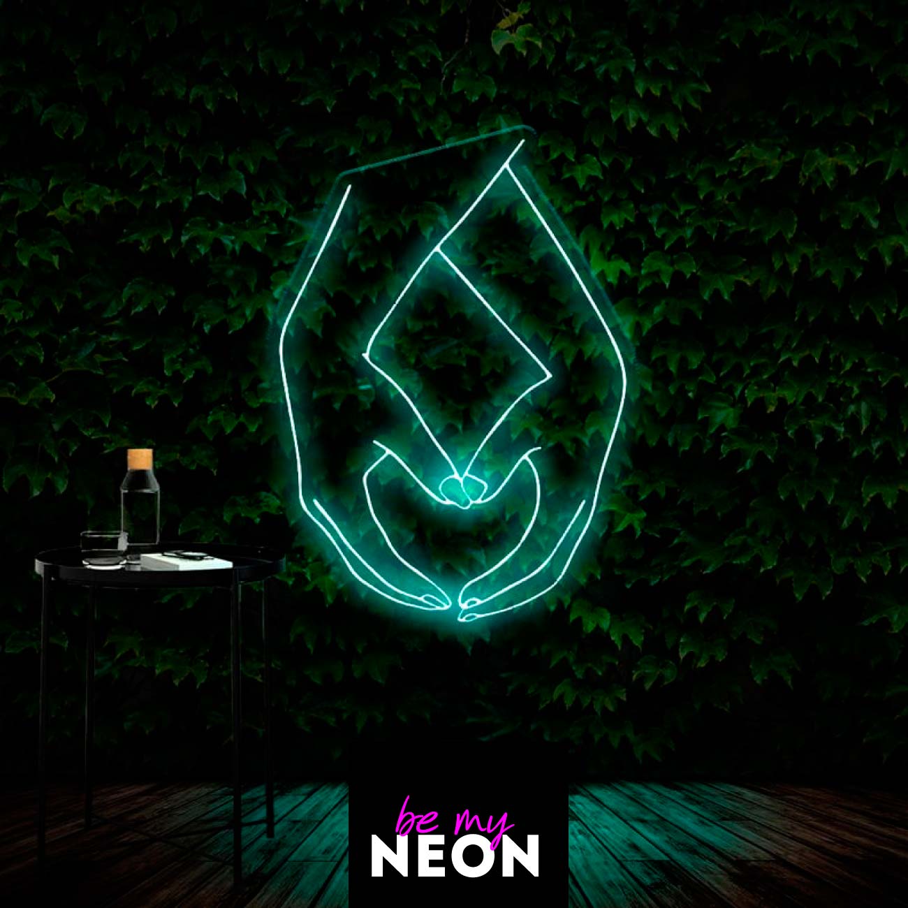 "Hand Herz" Leuchtmotiv aus LED Neon