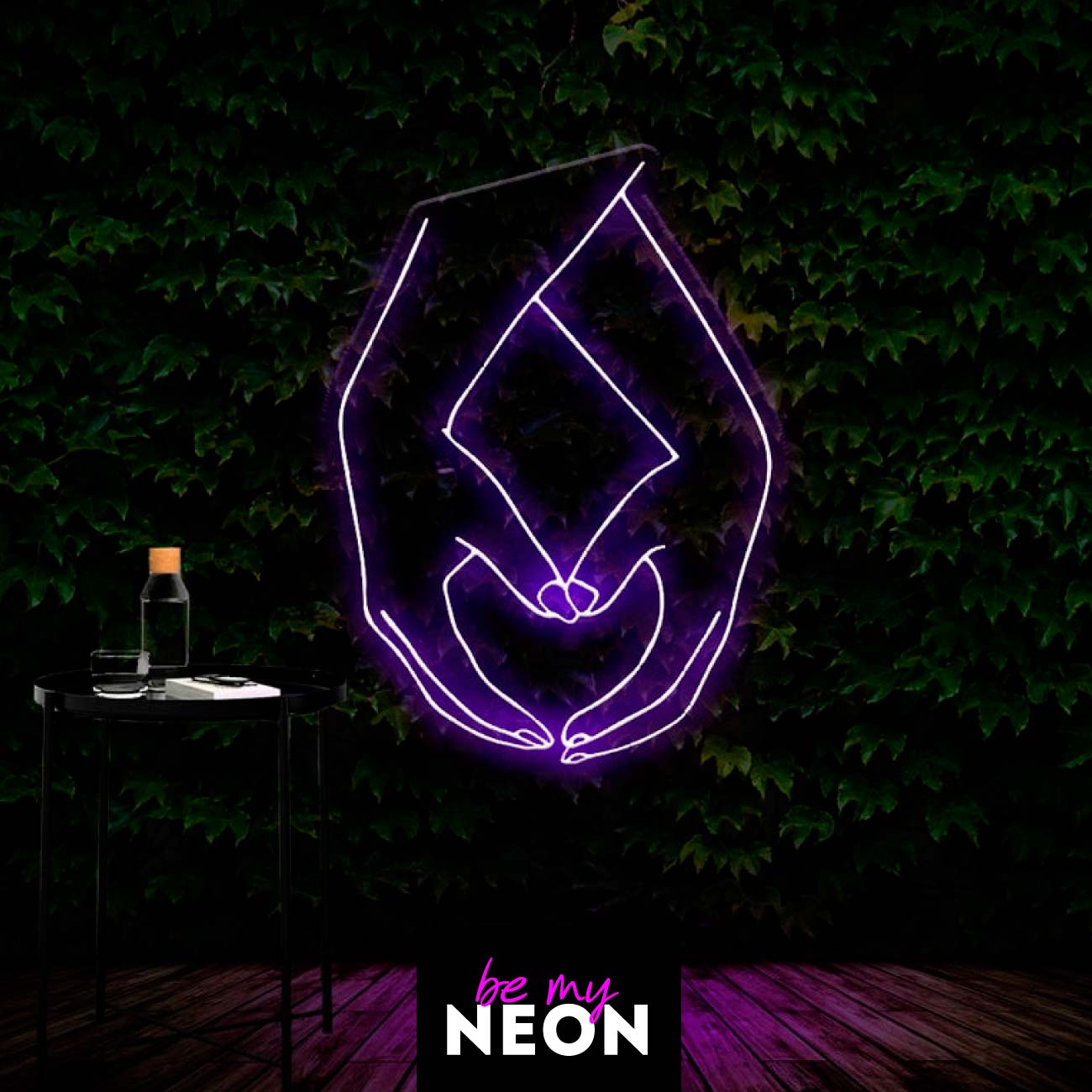 "Hand Herz" Leuchtmotiv aus LED Neon