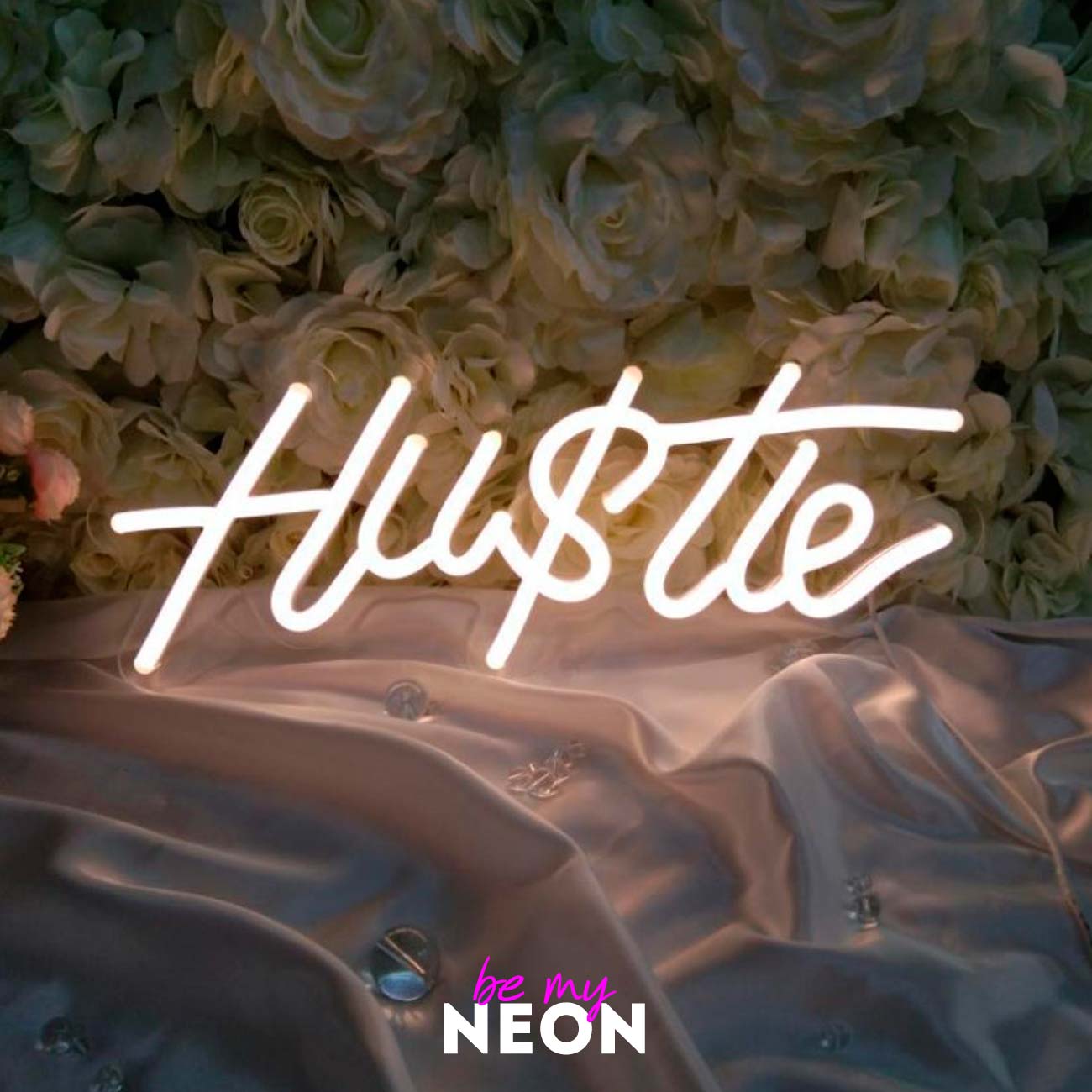 "hustle" Leuchtmotiv aus LED Neon