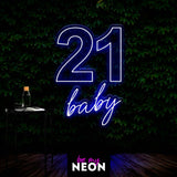 "21ster Geburtstag Baby" Leuchtschrift aus LED Neon