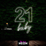 "21ster Geburtstag Baby" Leuchtschrift aus LED Neon