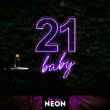 "21ster Geburtstag Baby" Leuchtschrift aus LED Neon