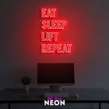 "Eat Sleep Lift Repeat" LED Neonschild
