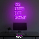 "Eat Sleep Lift Repeat" LED Neonschild
