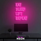 "Eat Sleep Lift Repeat" LED Neonschild