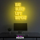 "Eat Sleep Lift Repeat" LED Neonschild